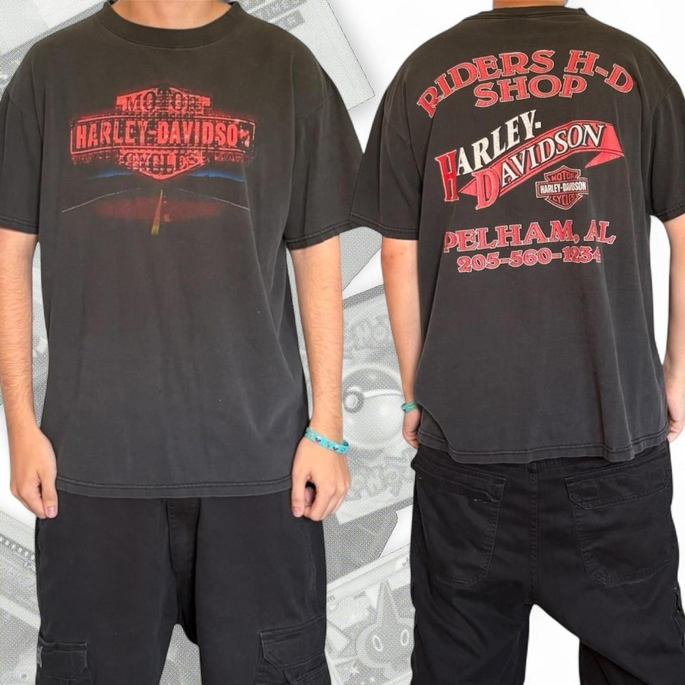 Faded Black Vintage Harley Davidson Tee Graphic 90’s